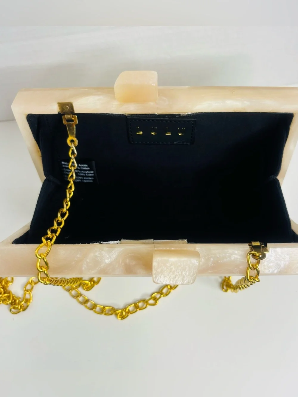 Striped Resin Box Clutch with Gold Chain - Multicolor